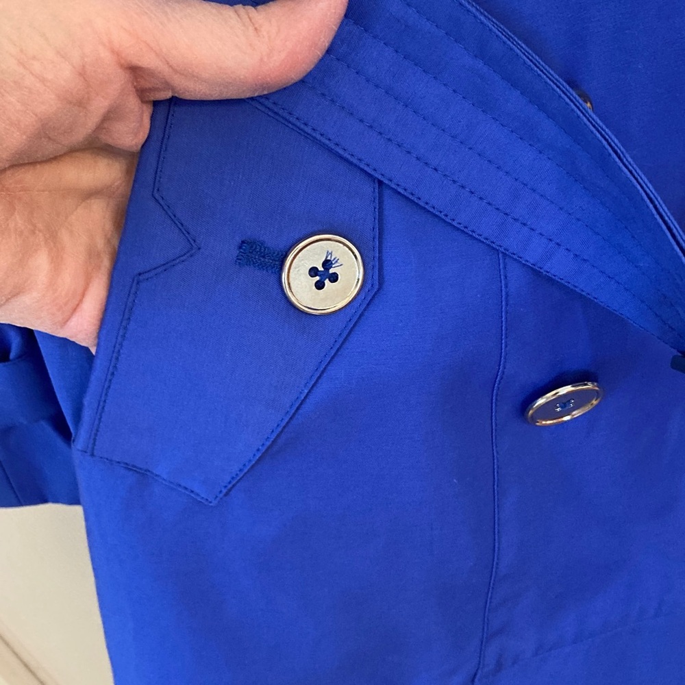 Sam Edelman Royal Blue Trench Coat with Studded Collar - Picture 9 of 13